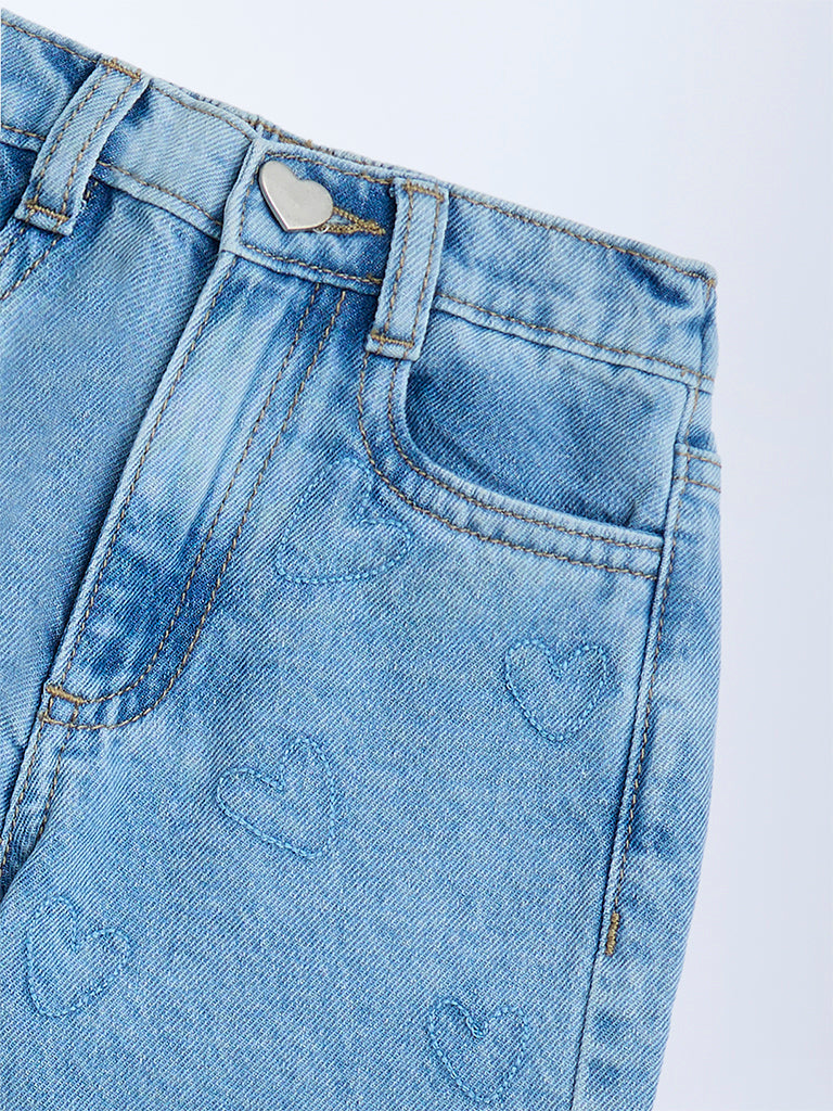 HOP Kids Light Blue Straight-Fit High-Rise Jeans