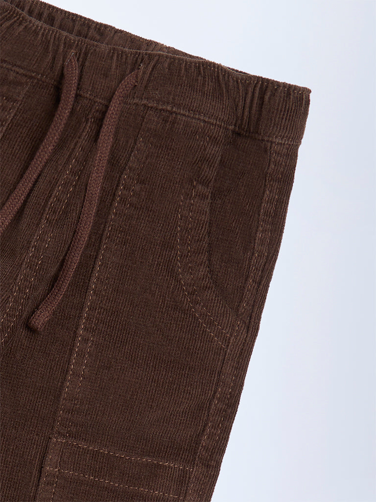 HOP Kids Dark Brown Mid-Rise Corduroy Joggers