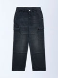 Y&F Kids Charcoal Faded Relaxed-Fit Mid-Rise Jeans