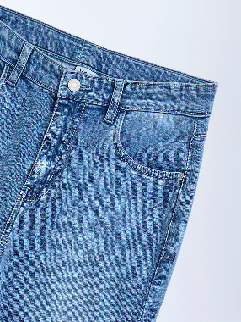 Y&F Kids Blue Faded Bootcut High-Rise Jeans