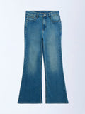 Y&F Kids Blue Faded High-Rise Bootcut Jeans