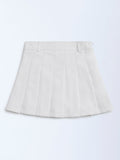 Y&F Kids White Box Pleated High-Rise Skirt