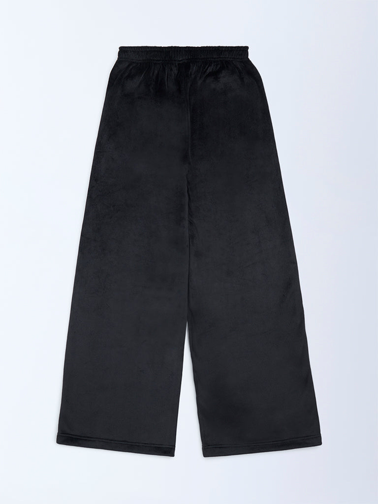 Y&F Kids Black High-Rise Velvet Trousers