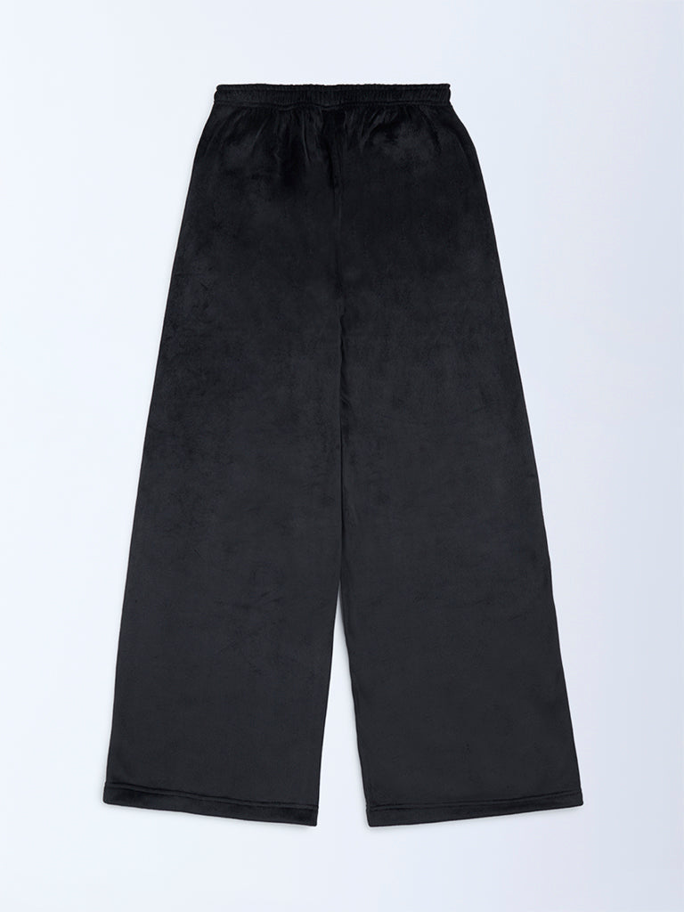 Y&F Kids Black High-Rise Velvet Trousers