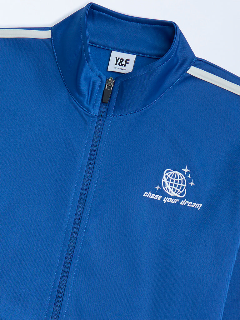 Y&F Kids Blue Stripe Detailed Jacket