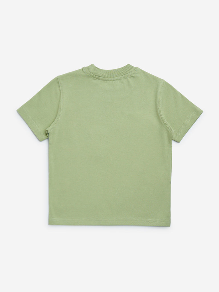 HOP Kids Sage Printed Cotton T-Shirt