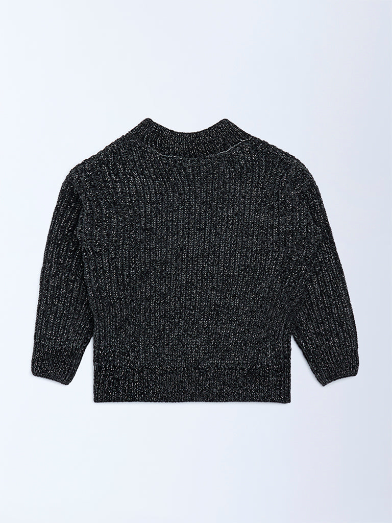 HOP Kids Charcoal Knit-Textured Sweater
