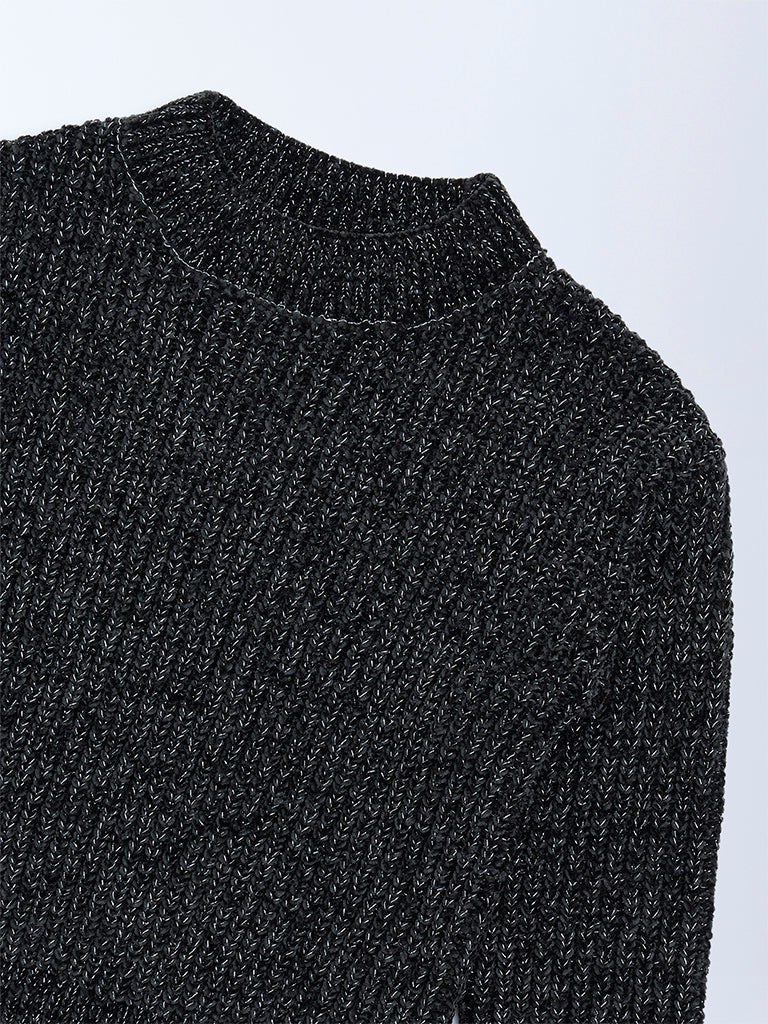 HOP Kids Charcoal Knit-Textured Sweater