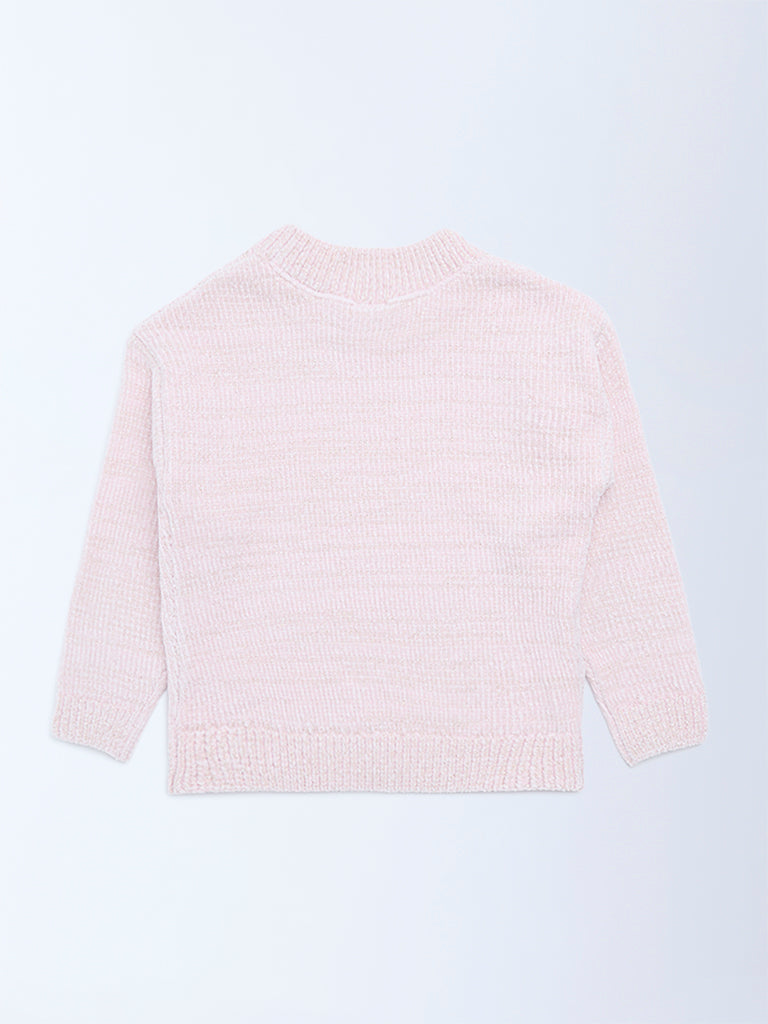 HOP Kids Pink Knit-Textured Sweater