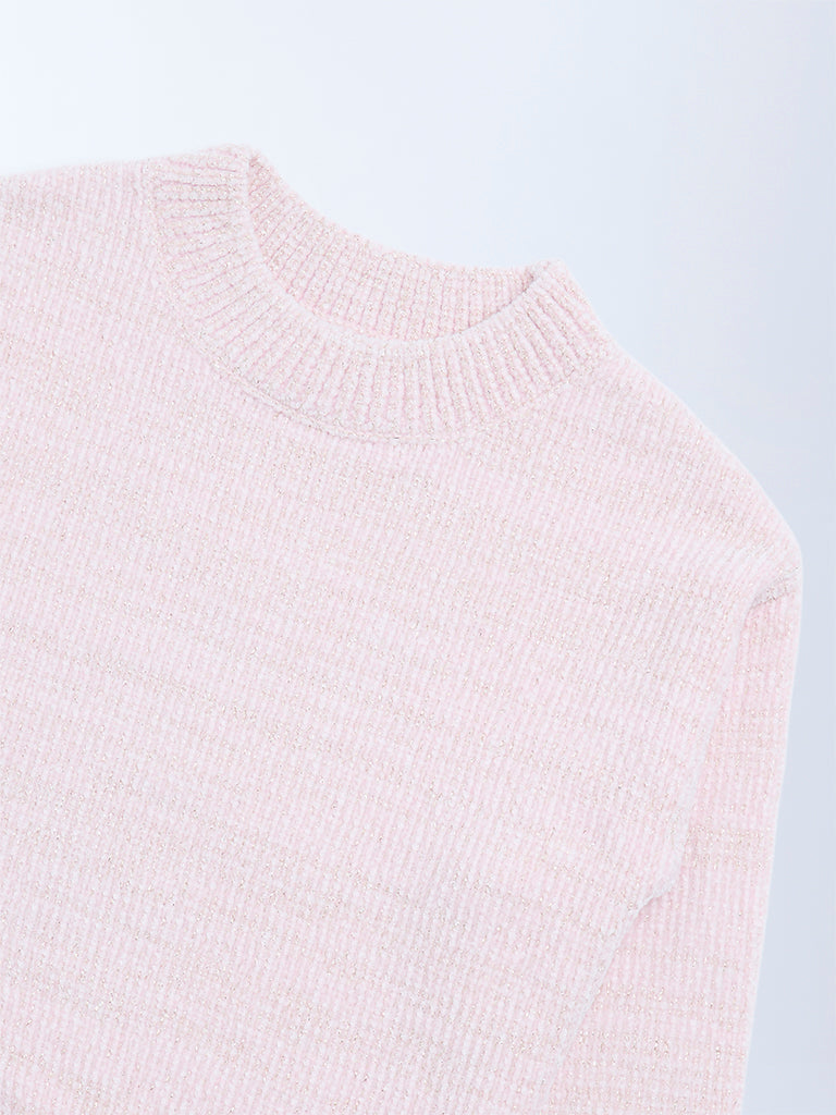 HOP Kids Pink Knit-Textured Sweater