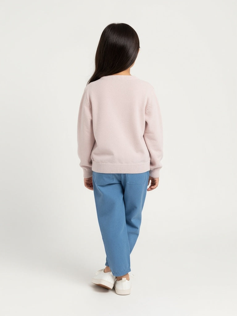 HOP Light Pink Animal Design Cotton Sweater