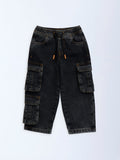 HOP Kids Charcoal Cargo-Style Mid-Rise Jeans