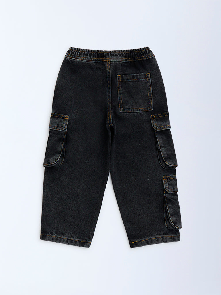 HOP Kids Charcoal Cargo-Style Mid-Rise Jeans