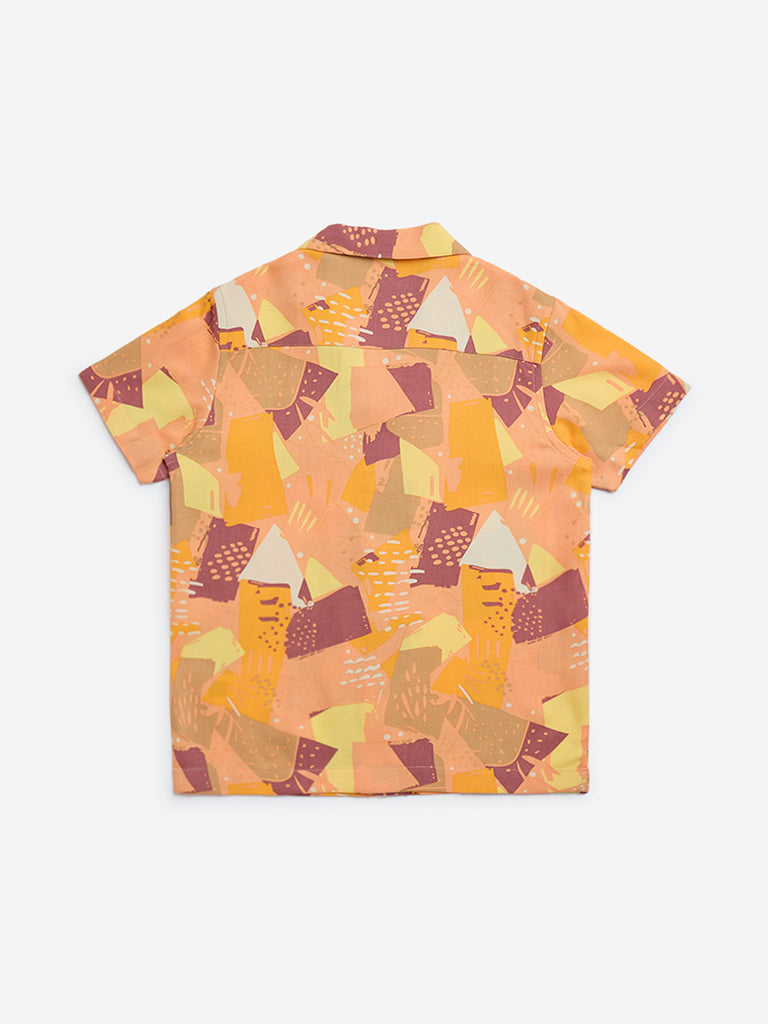 HOP Kids Orange Abstract Patterned Shirt