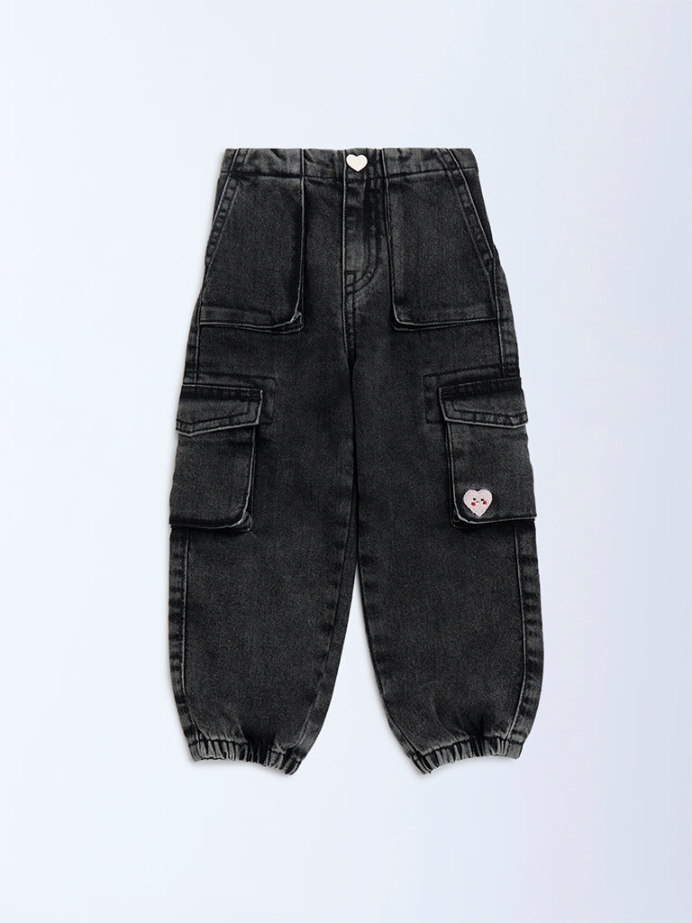 HOP Kids Charcoal Mid-Rise Jogger-Style Jeans