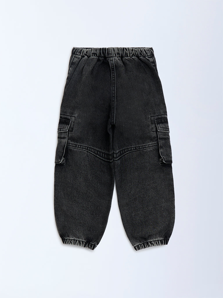 HOP Kids Charcoal Mid-Rise Jogger-Style Jeans