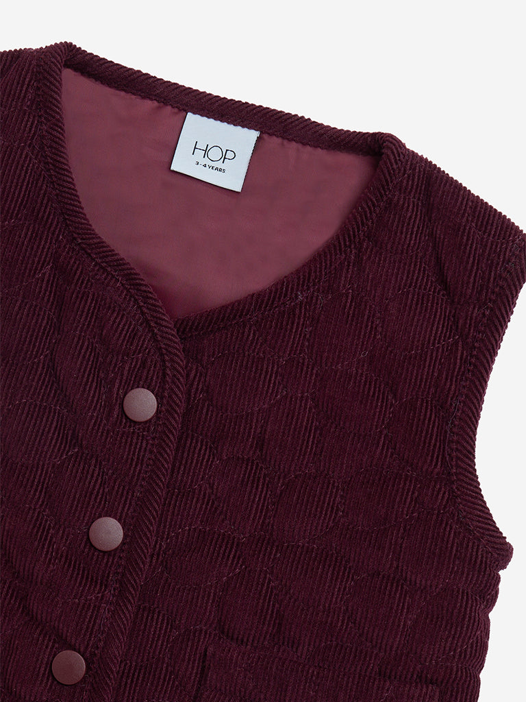 HOP Kids Wine Floral Detailed Cotton Jacket