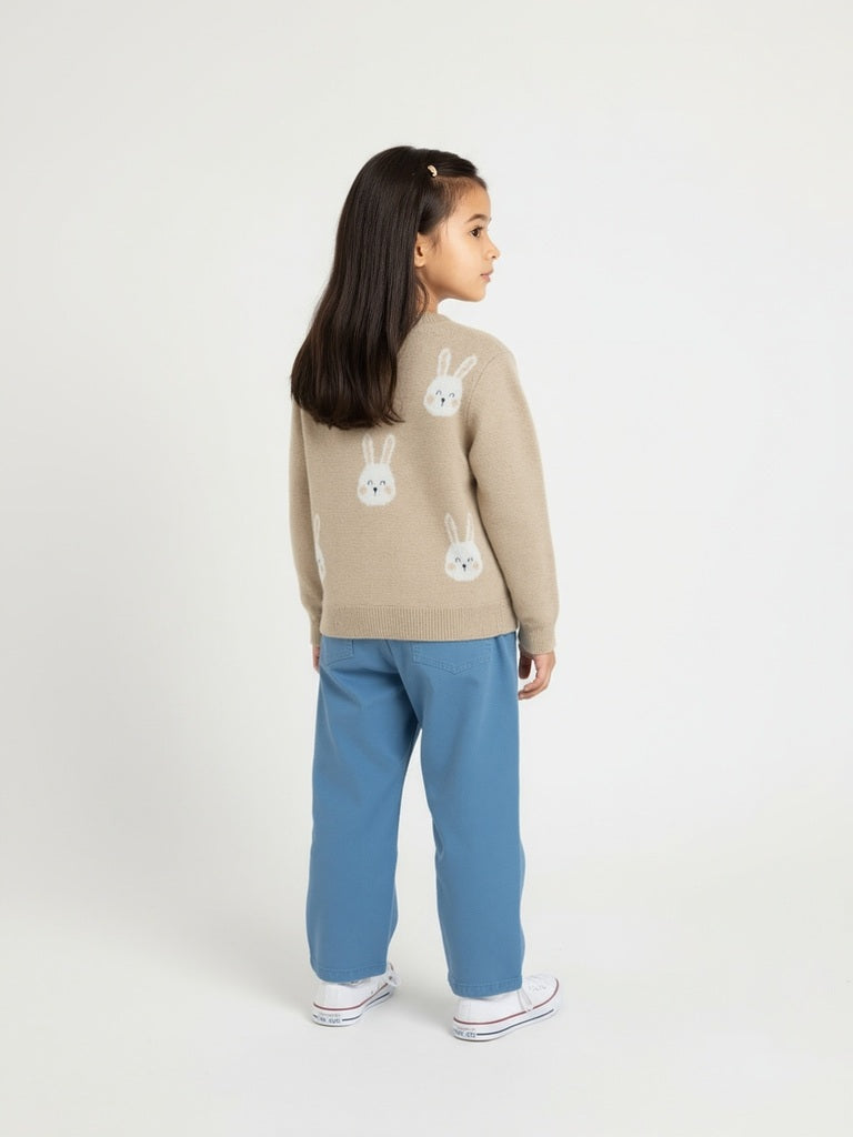 HOP Kids Beige Bunny Design Sweater