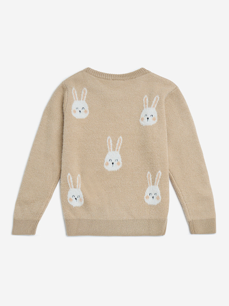 HOP Kids Beige Bunny Design Sweater
