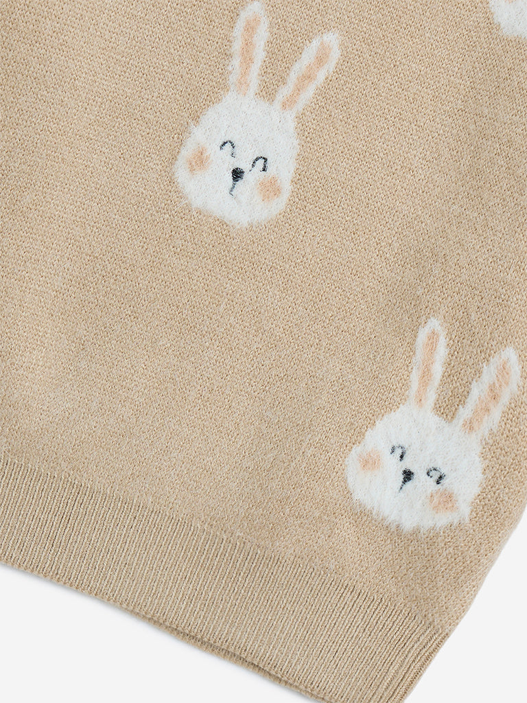 HOP Kids Beige Bunny Design Sweater