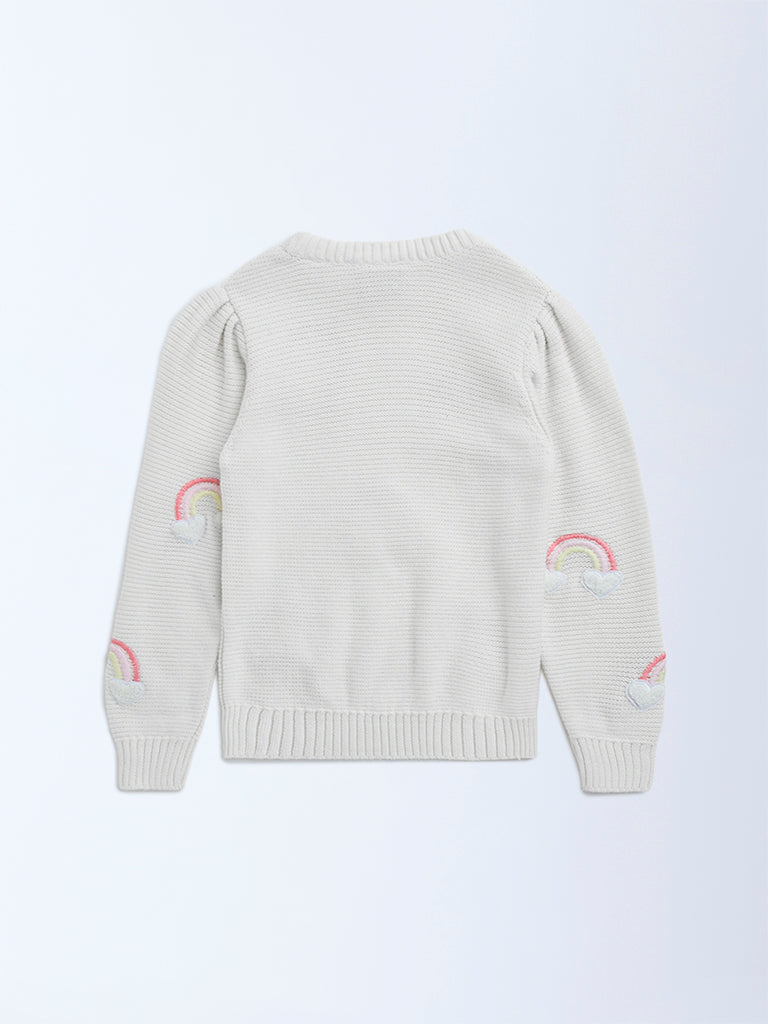 HOP Kids Off-White Rainbow Design Cotton Sweater
