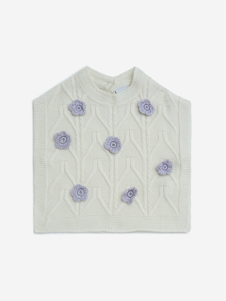 HOP Kids Off-White Floral Knitted Sweater