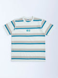 Y&F Kids Off-White Striped Cotton-Blend T-Shirt