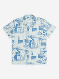 Y&F Kids Blue Graphic Printed Resort-Fit Shirt
