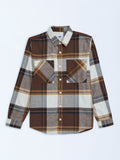 Y&F Kids Brown Checks Printed Cotton Shirt