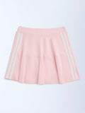 Y&F Kids Pink Striped High-Rise Cotton-Blend Skirt