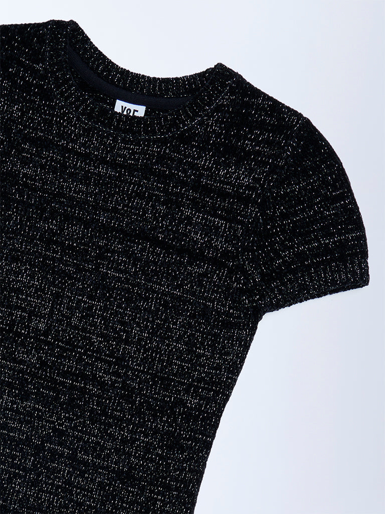 Y&F Kids Black Knitted Bodycon Dress