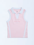 Y&F Kids Pink Text Design Cotton-Blend T-Shirt