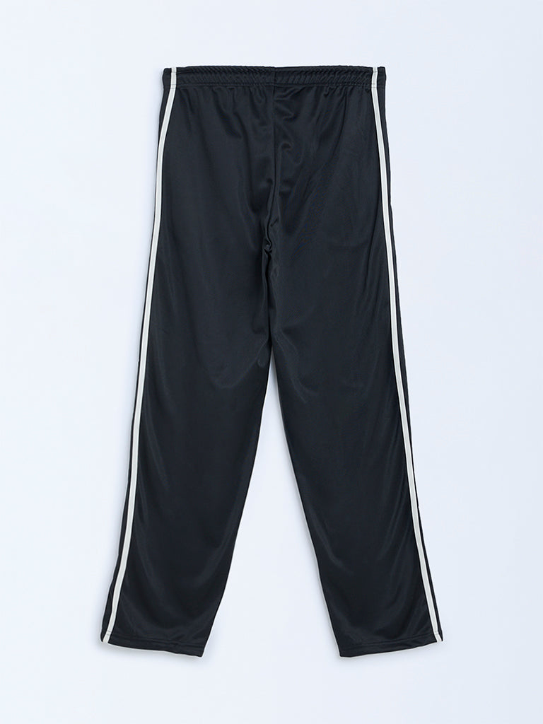 Y&F Kids Black Striped Mid-Rise Trousers