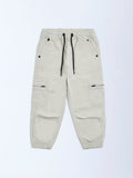 HOP Kids Beige Mid-Rise Cotton Joggers