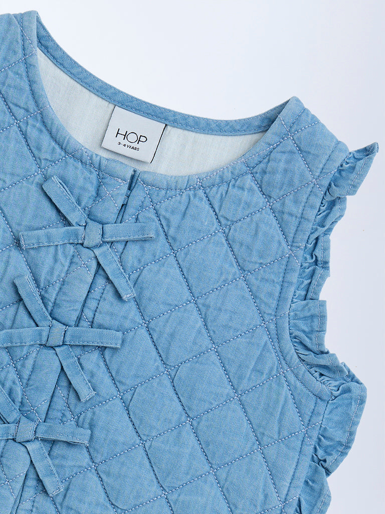 HOP Kids Blue Bow-Detailed Denim Vest Top