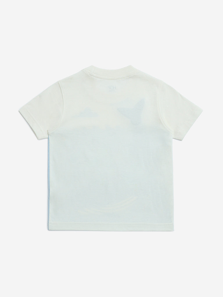 HOP Kids Off-White Animal-Printed Cotton T-Shirt