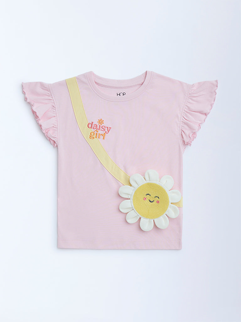 HOP Kids Pink Floral Design Cotton Top