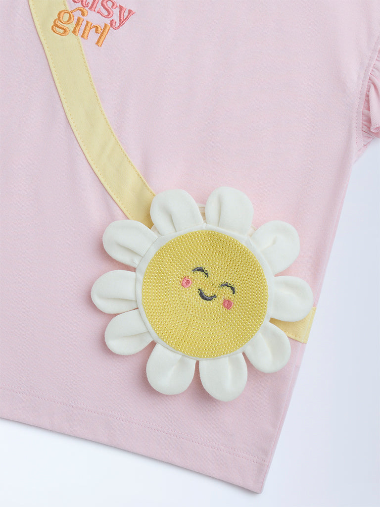 HOP Kids Pink Floral Design Cotton Top