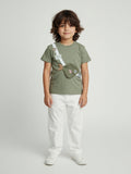 HOP Kids Olive Fish Detailed Cotton T-Shirt