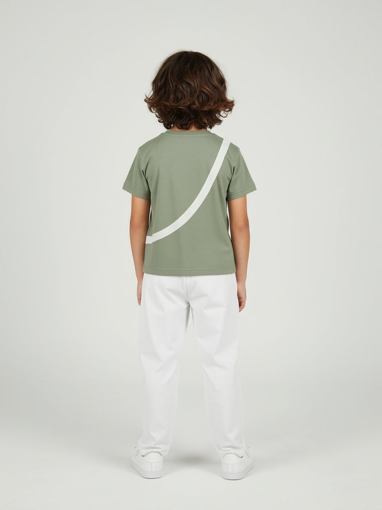 HOP Kids Olive Fish Detailed Cotton T-Shirt