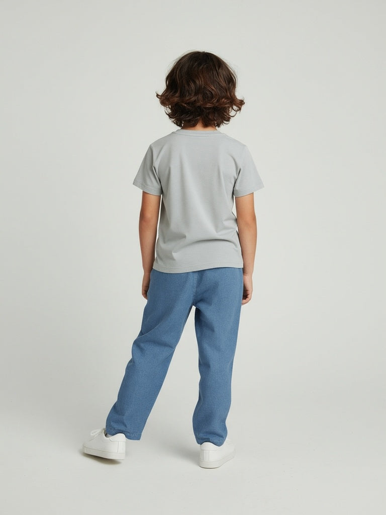 HOP Kids Grey Soccer-Inspired Cotton T-Shirt