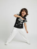 HOP Kids Black Typographic Cotton T-Shirt