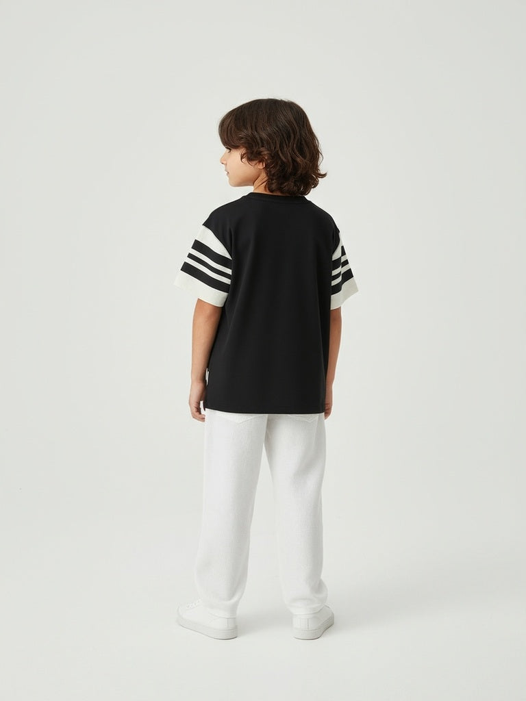 HOP Kids Black Typographic Cotton T-Shirt