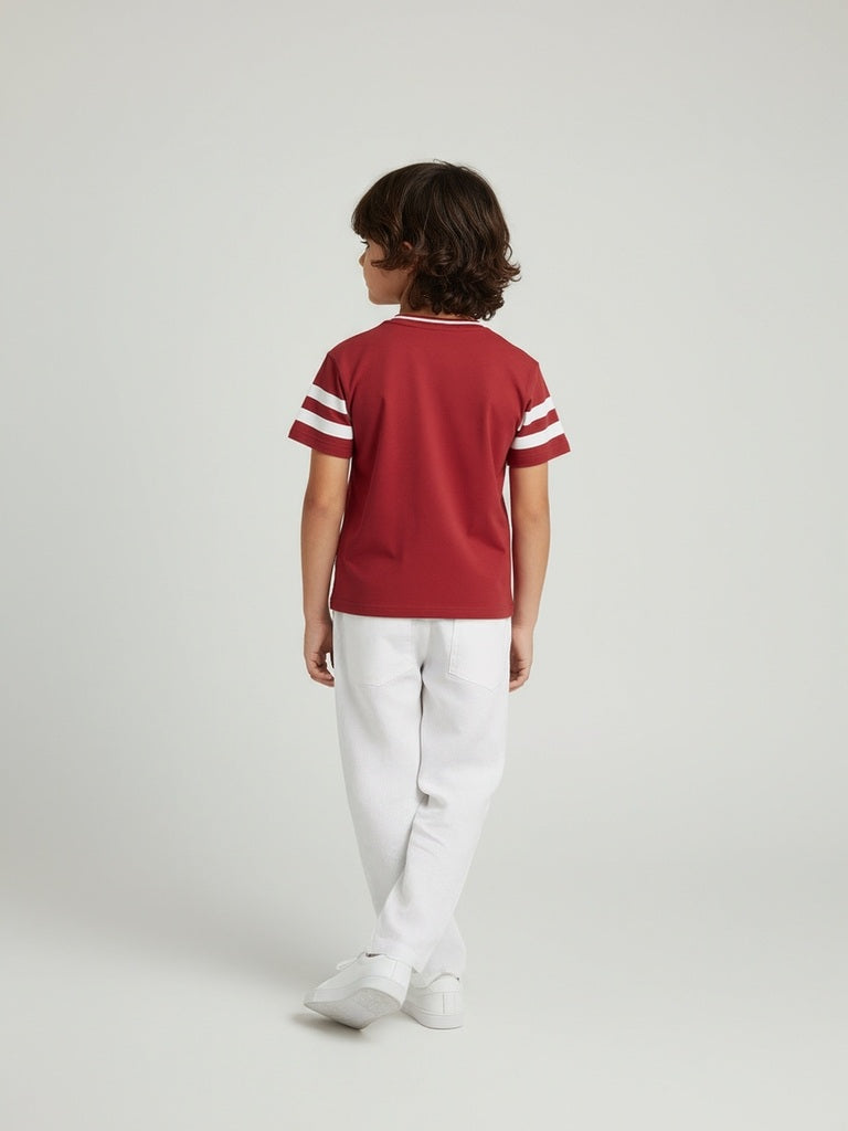 HOP Kids Red Text Design Cotton T-Shirt