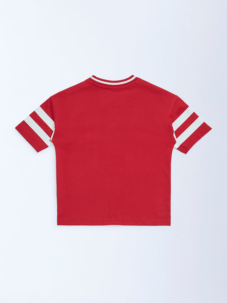 HOP Kids Red Text Design Cotton T-Shirt