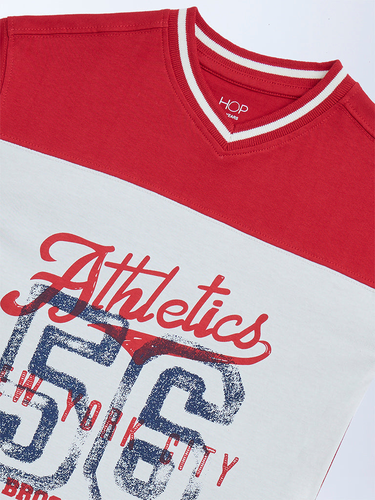 HOP Kids Red Text Design Cotton T-Shirt