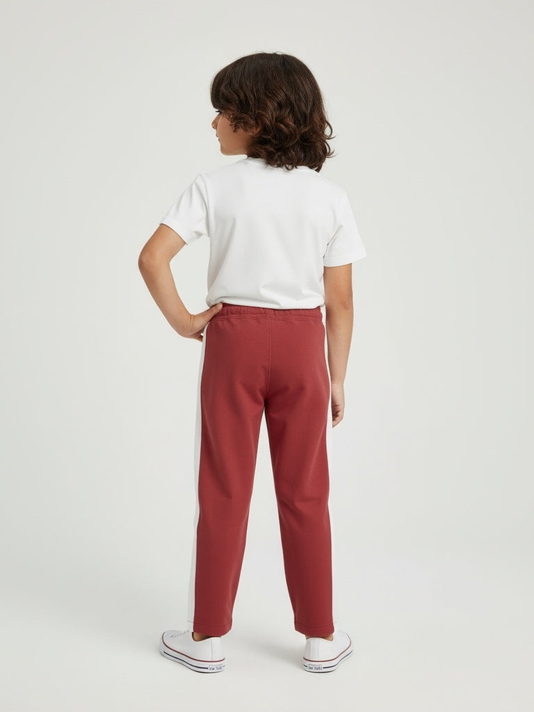 HOP Kids Red Striped Mid-Rise Cotton Trousers