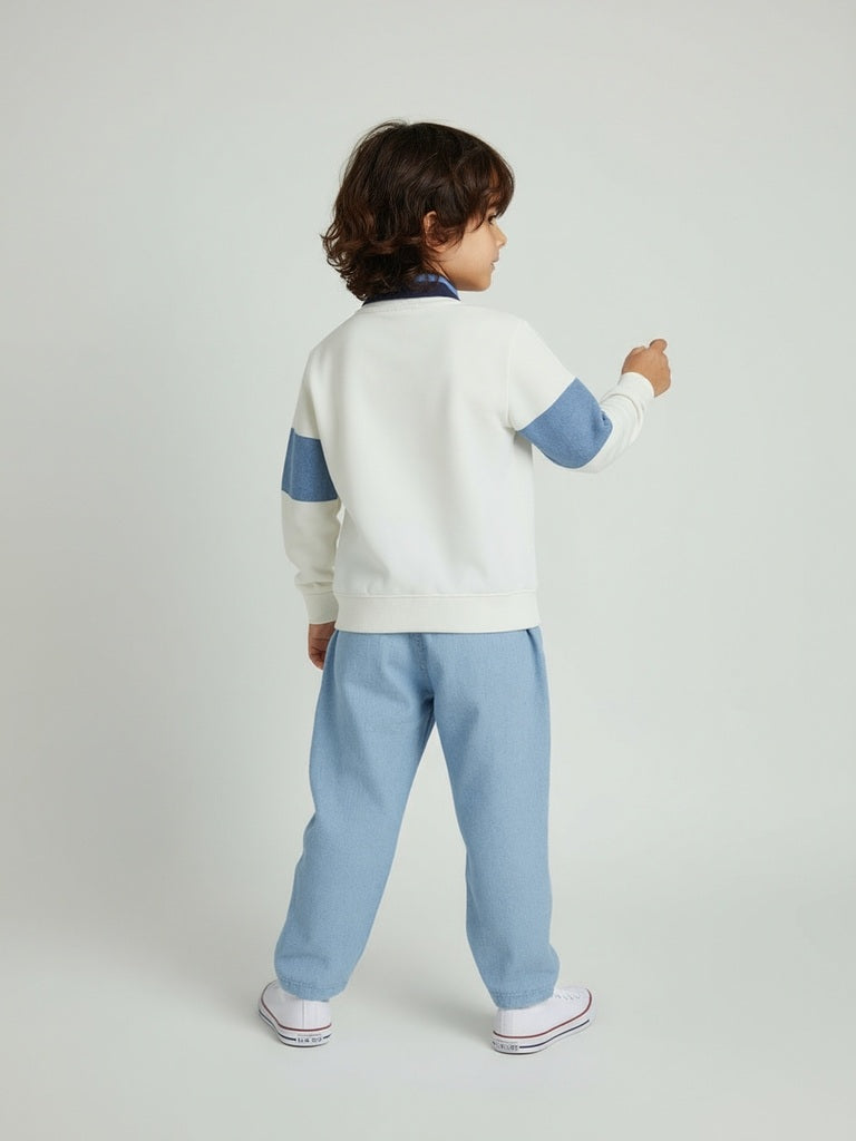 HOP Kids Off-White Text Pattern Cotton Sweatshirt