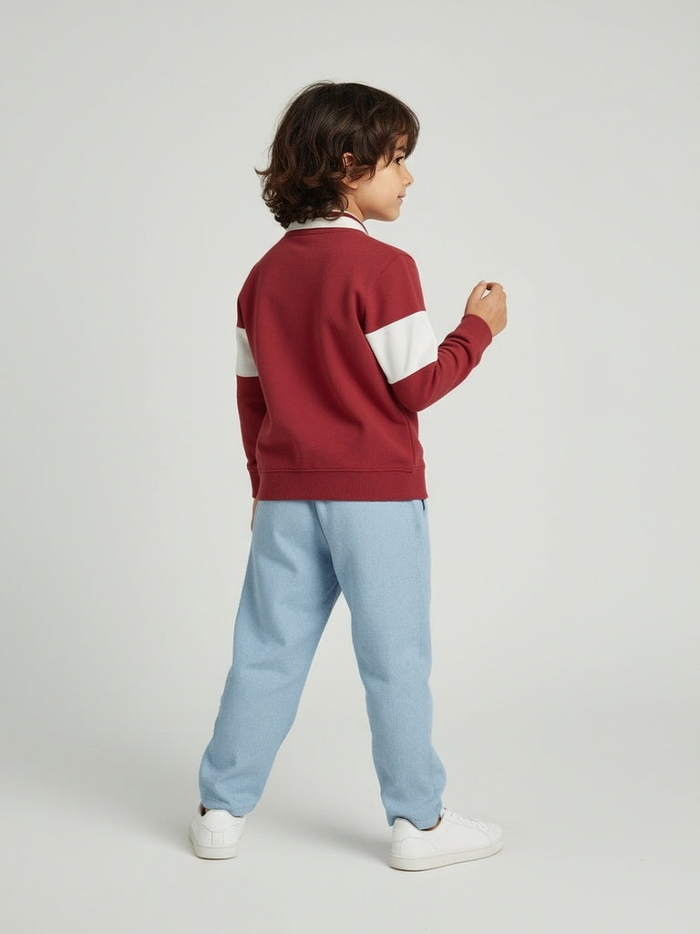 HOP Kids Red Typographic Cotton Sweatshirt