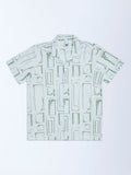 Y&F Kids White Abstract Printed Resort-Fit Shirt